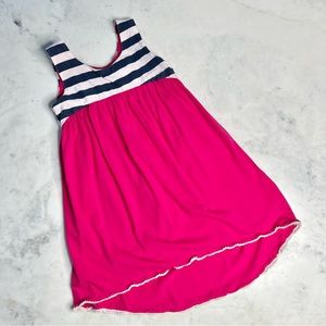 AUTN Fuschia with Navy/White Stripe Hi-Low Dress ~ Size 6/7